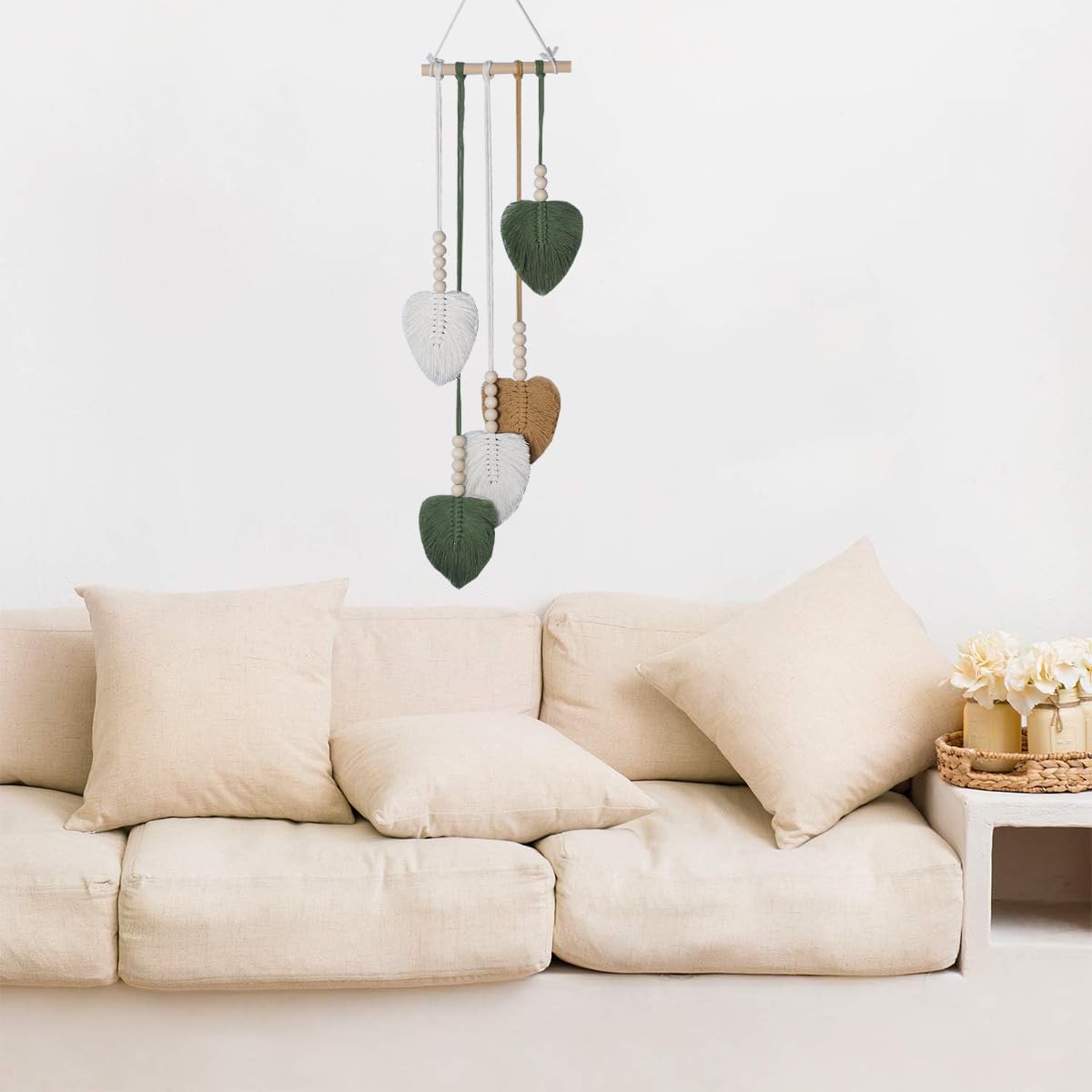 Shopdp handmade Woven Leaves Wall Hanging Decor, Macrame Hanging Tapestry for Apartment Bedroom Living Room Decoration