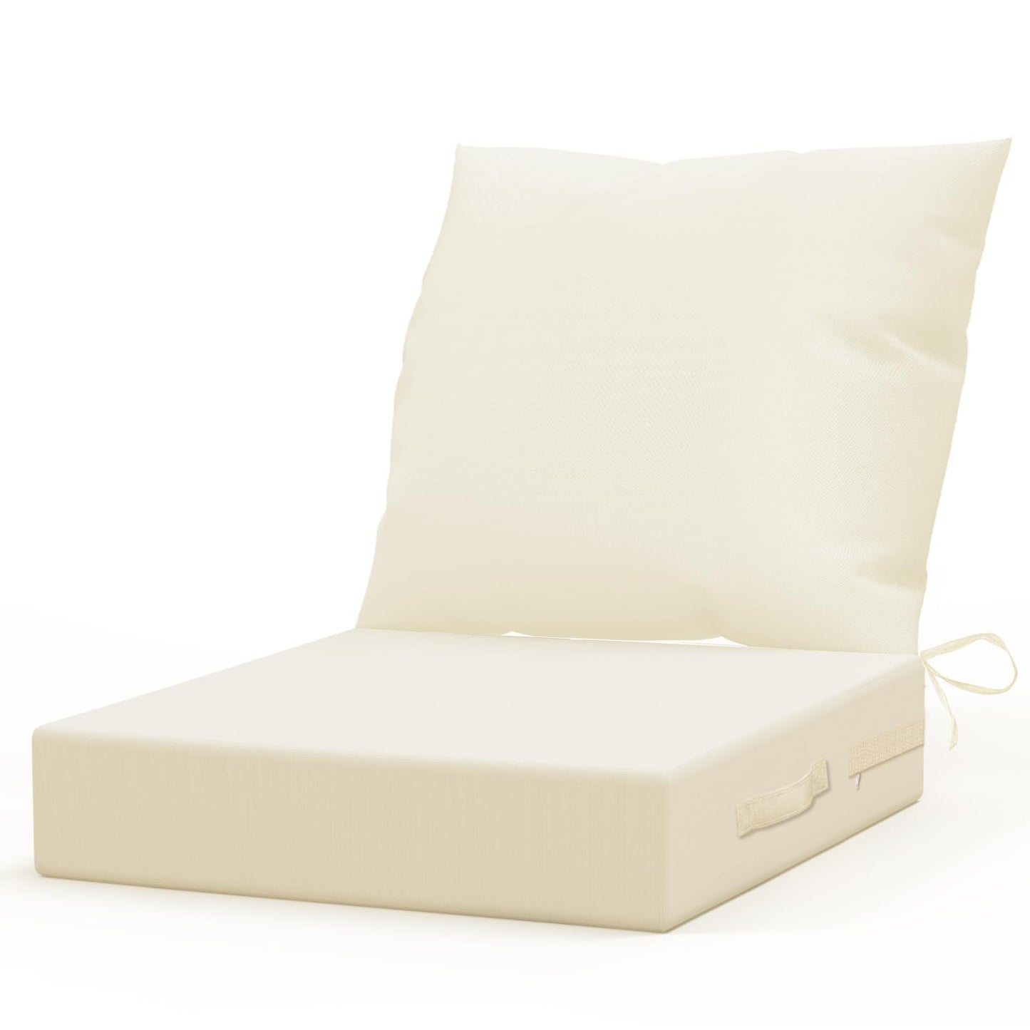 L’AGRATY Outdoor Chair Cushions for Patio Furniture：24" x 24" Deep Seat Cushions with Backrest for Couch Sofa Chair - Waterproof Fade-Resistant Patio Cushion (Set of 1,Beige)