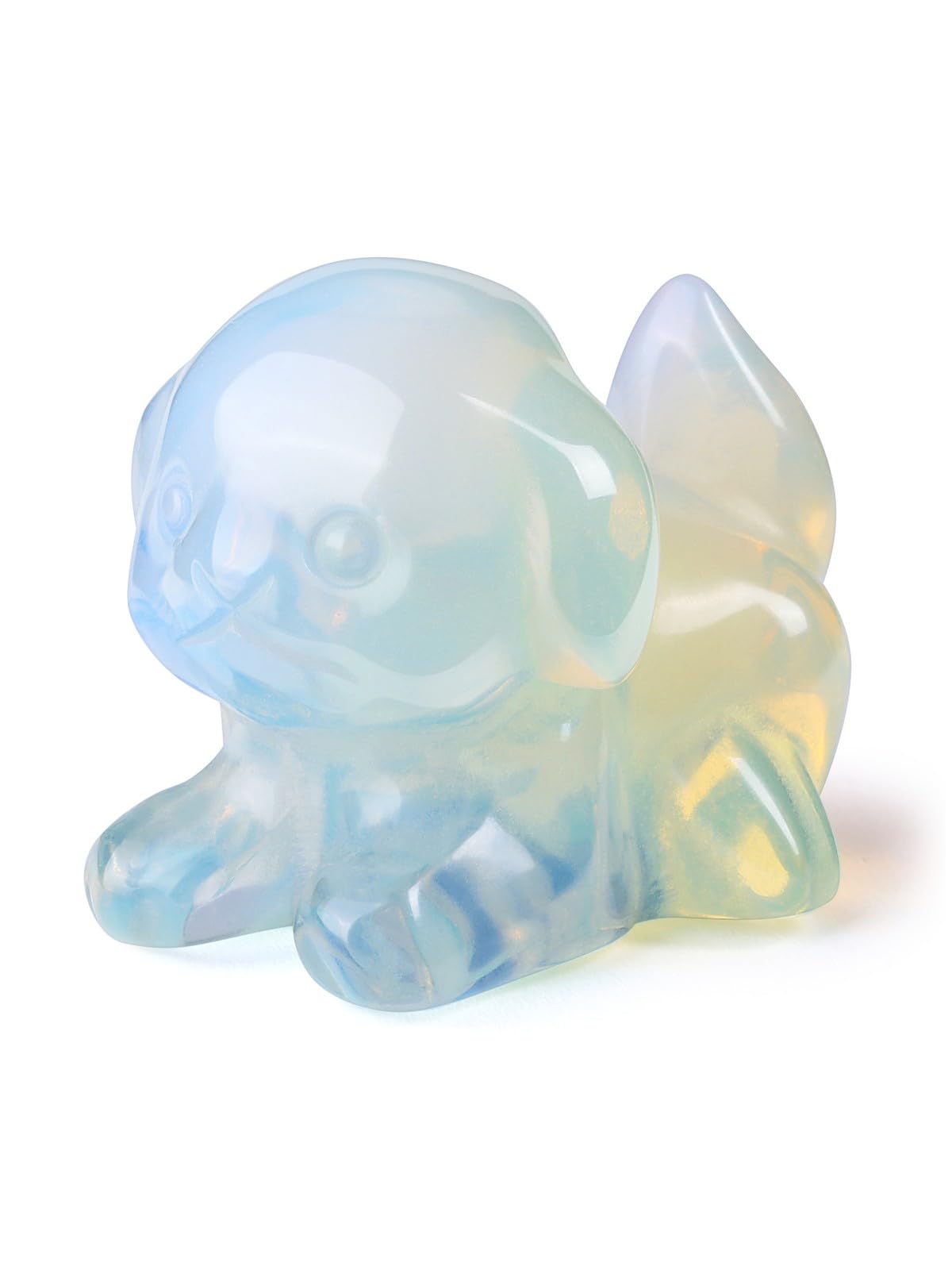 CrystalTears Opalite Crystal Dog Figurine, 1.5” Healing Gemstone Dogs Puppy Statue Ornament for Home Office Decor, Cute Lucky Crystals Dogs Gifts for Gifts for Women Dog Lovers Men Christmas