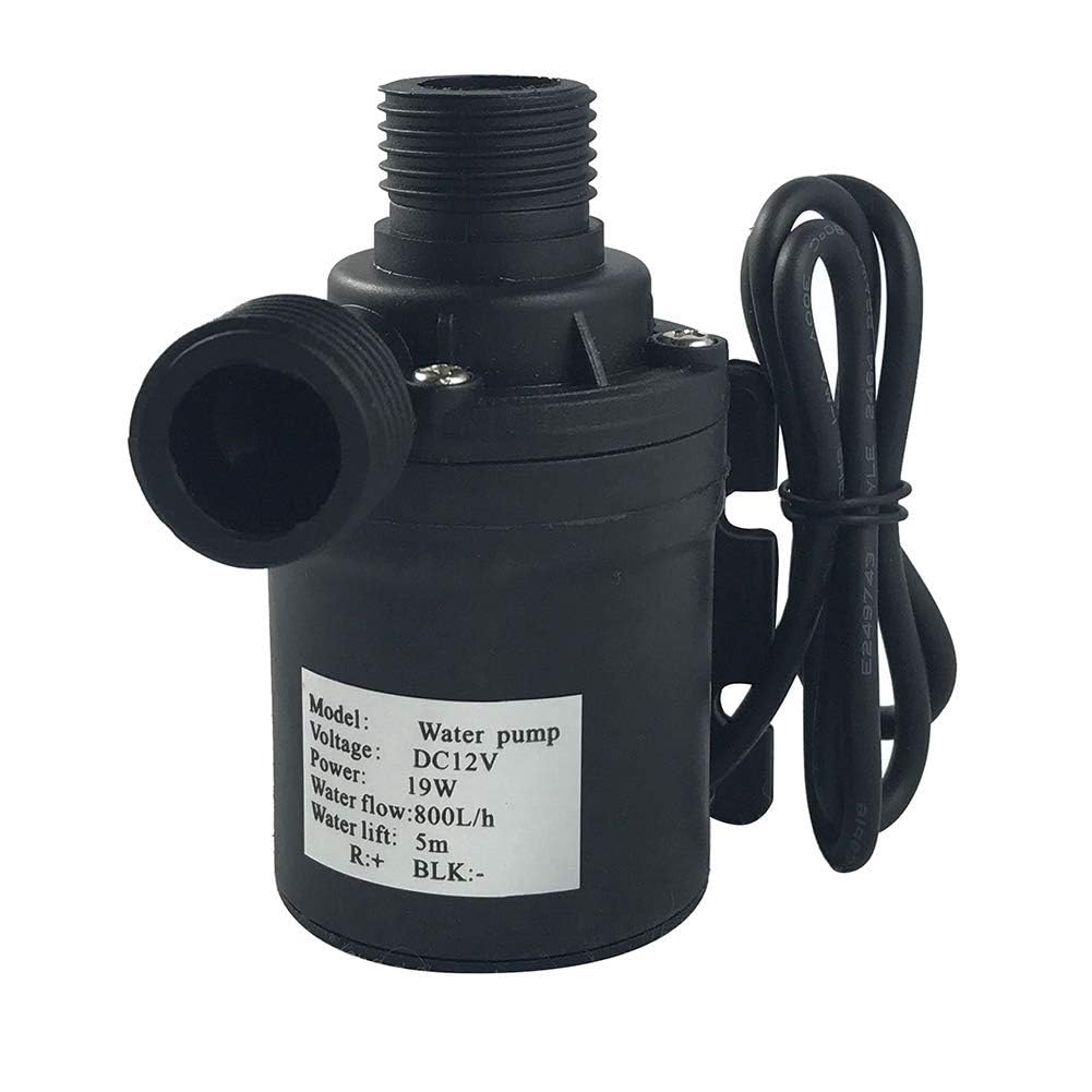 ZAOJIAO DC 12V Brushless Water Pump 1/2'' Male Thread Centrifugal Submersible Pump 800L/H 210GPH 4M/13ft for Fountain Solar Panel Pond Aquarium Water Circulation System Black