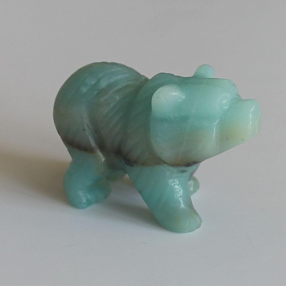 HLbshi Hand Carved Mixed Gemstone Crystal Bear Figurine Animal Carving Statue Home Decor 1.5'' (Amazonite)