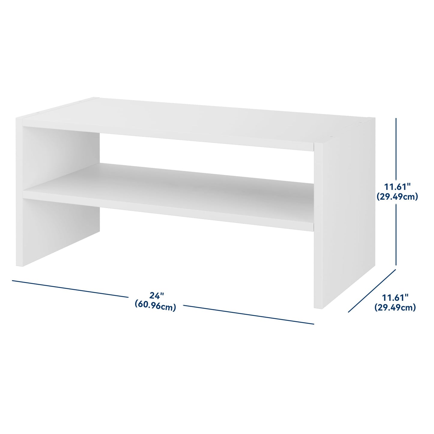 Whitmor Wood Stackable 2-Shelf Shoe Rack, White, 24 inches