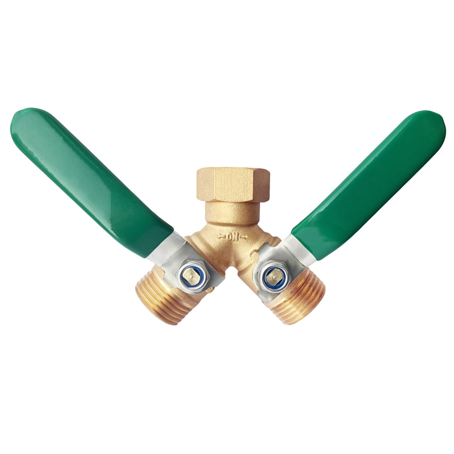 Brass Garden Hose Splitter, Water Hose Splitter 2 Way Heavy Duty with Stainless Steel Extension Handles, Hose Y Splitter 3/4” GHT Threads