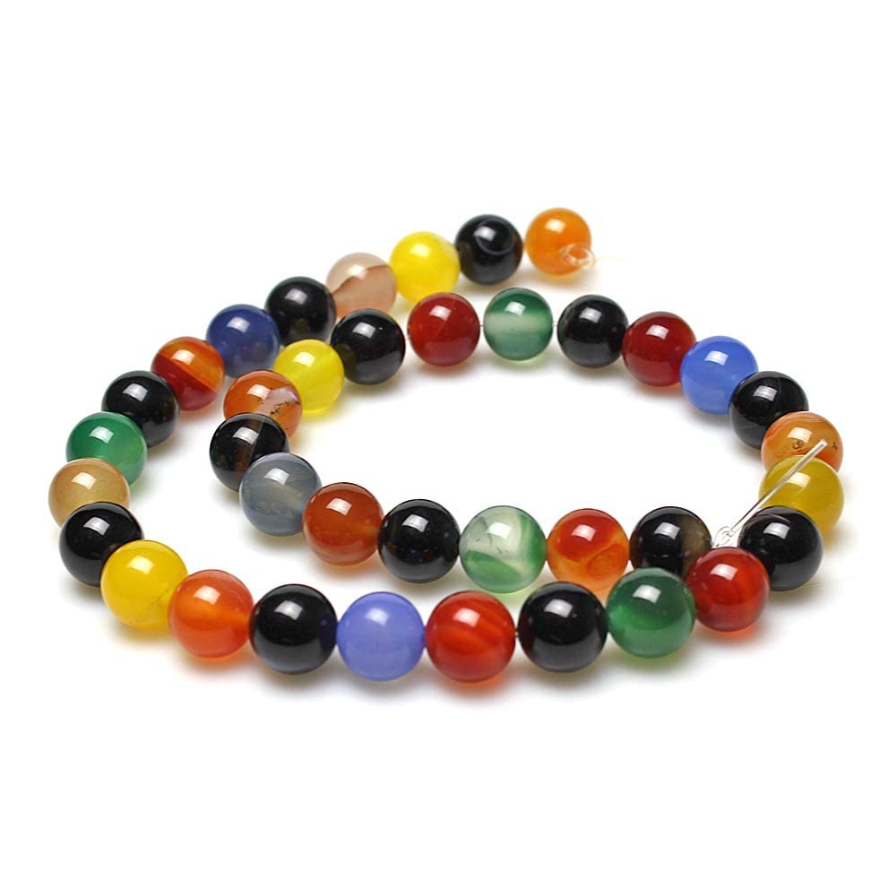 MJDCB AAA Natural Multicolor Agate Beads Round Colorful Stone Energy Healing Beads for DIY Necklace Bracelat Jewelry Making Strand 15" (6mm)
