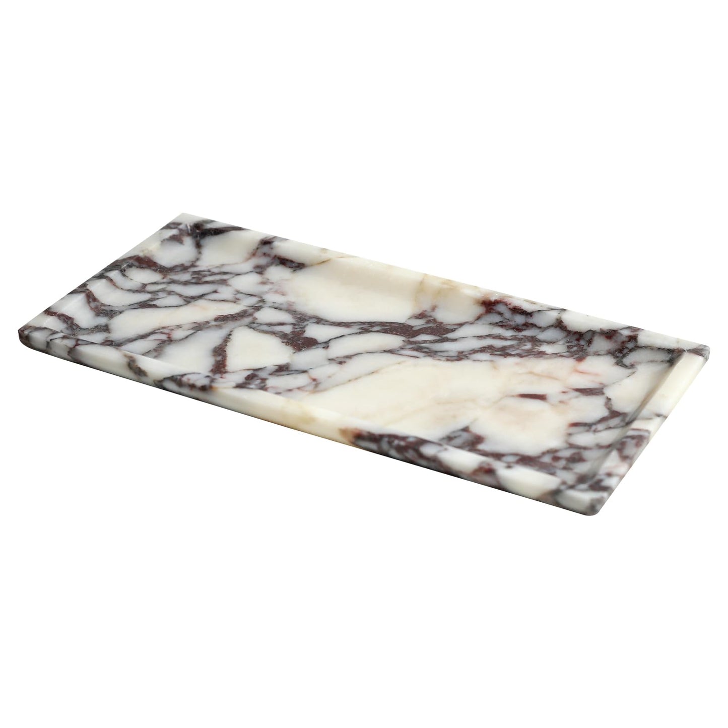 Natural Marble Tray, Coffee Table, Food, Fruit, Paper Cup, Cake Display, Coffee bar, Family Gatherings, Seasonal Holiday Decoration Tray(Viola-rectangle-11 x5 x0.7)