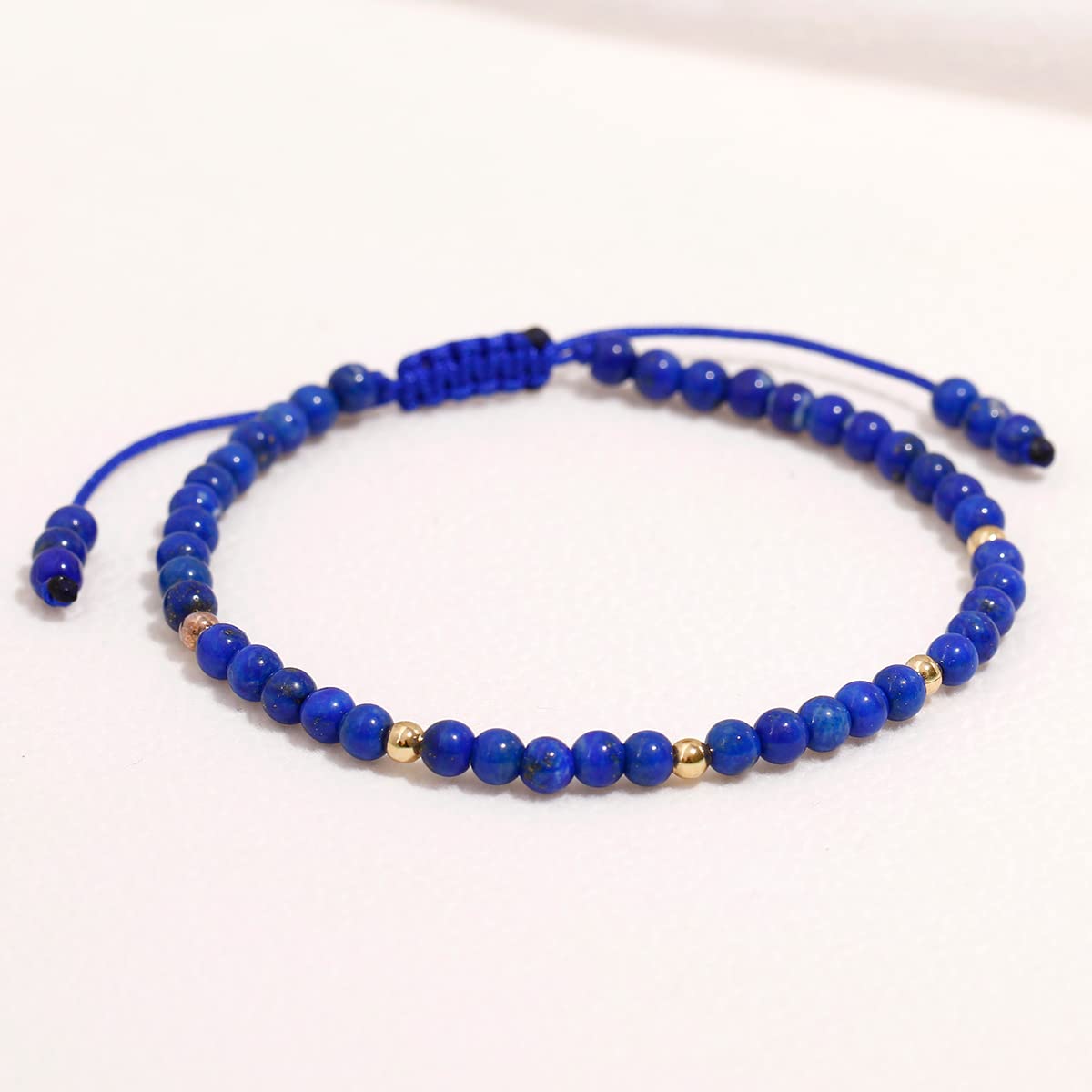 Jewever Gemstone Bracelet for Women Crystals and Healing Stones Beaded Stone Chakra Bracelets Healing Energy Crystal Jewelry Gifts Adjustable 4mm (Lapis Lazuli)