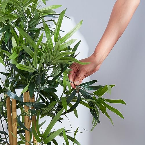 Amazon Basics Artificial Bamboo Plant with Plastic Planter Pot, 39.4", Green, Home Office Decor, Floor Plant