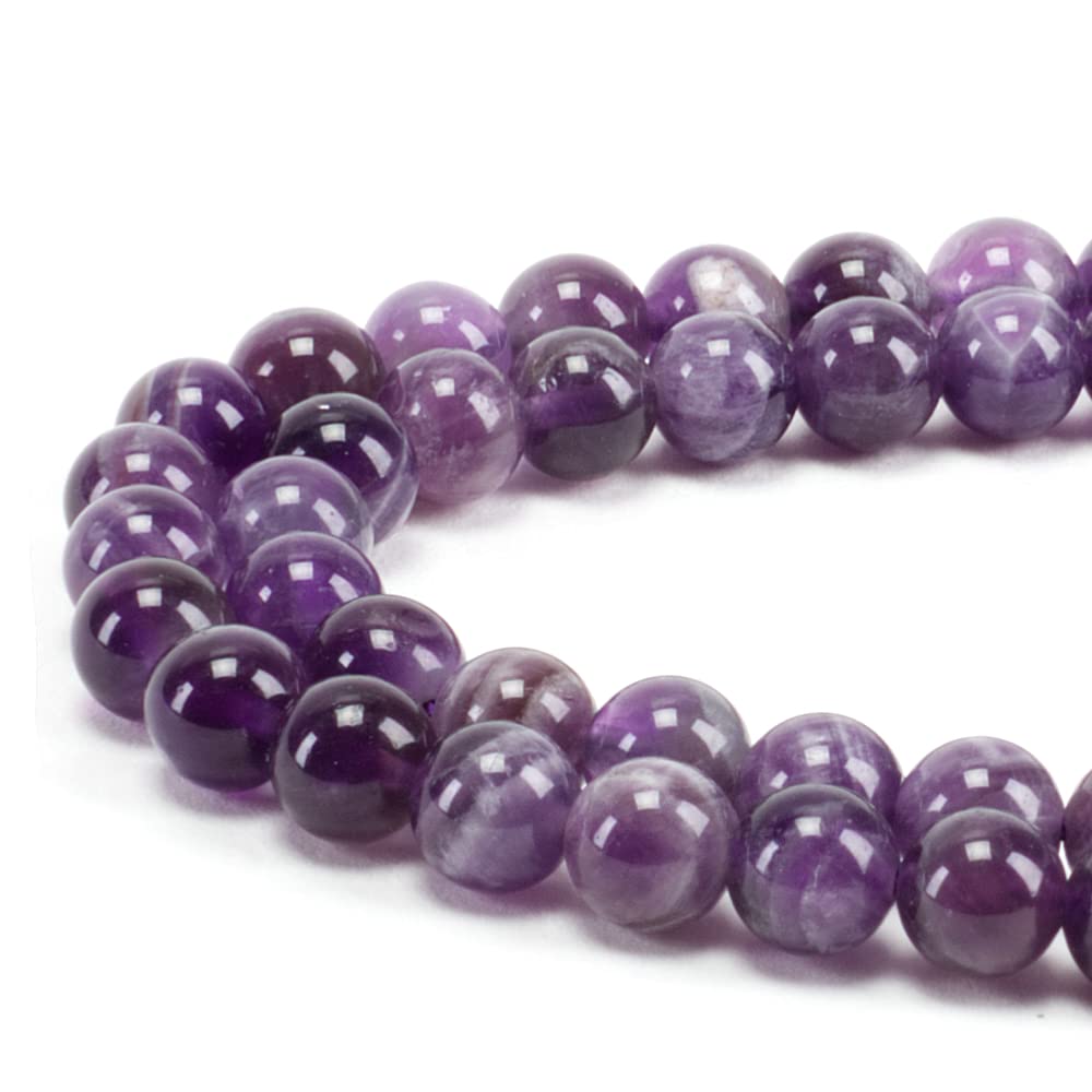 Cherry Tree Collection | 100PCS 6mm Dogtooth Amethyst Gemstone Round Beads for Jewelry Making | Includes Storage Box, Elastic String, and Needles