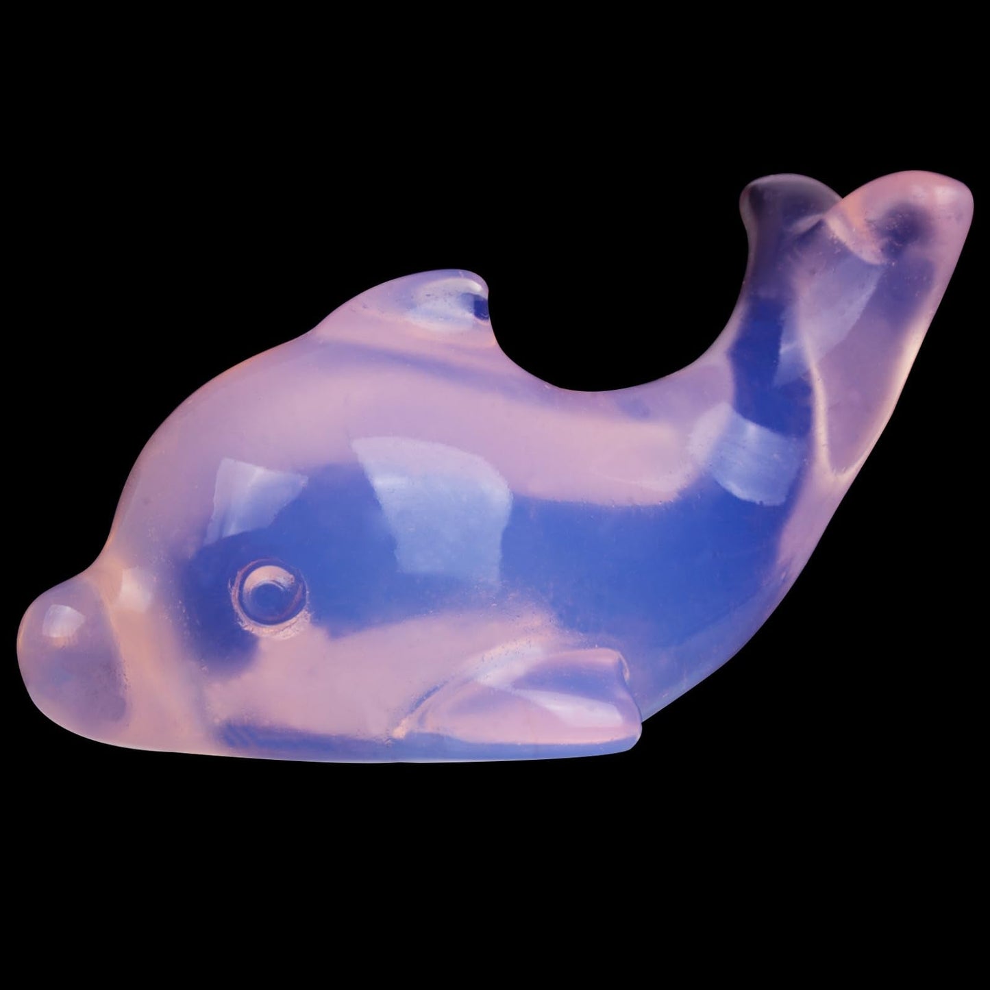 Hguxmcu Pink Opalite Crystal Dolphin Carving Hand Carved,1.8 Inch Dolphin Figurine Polished Gemstone Animal Sculpture Healing Stone Meditation Decor Gift Collection