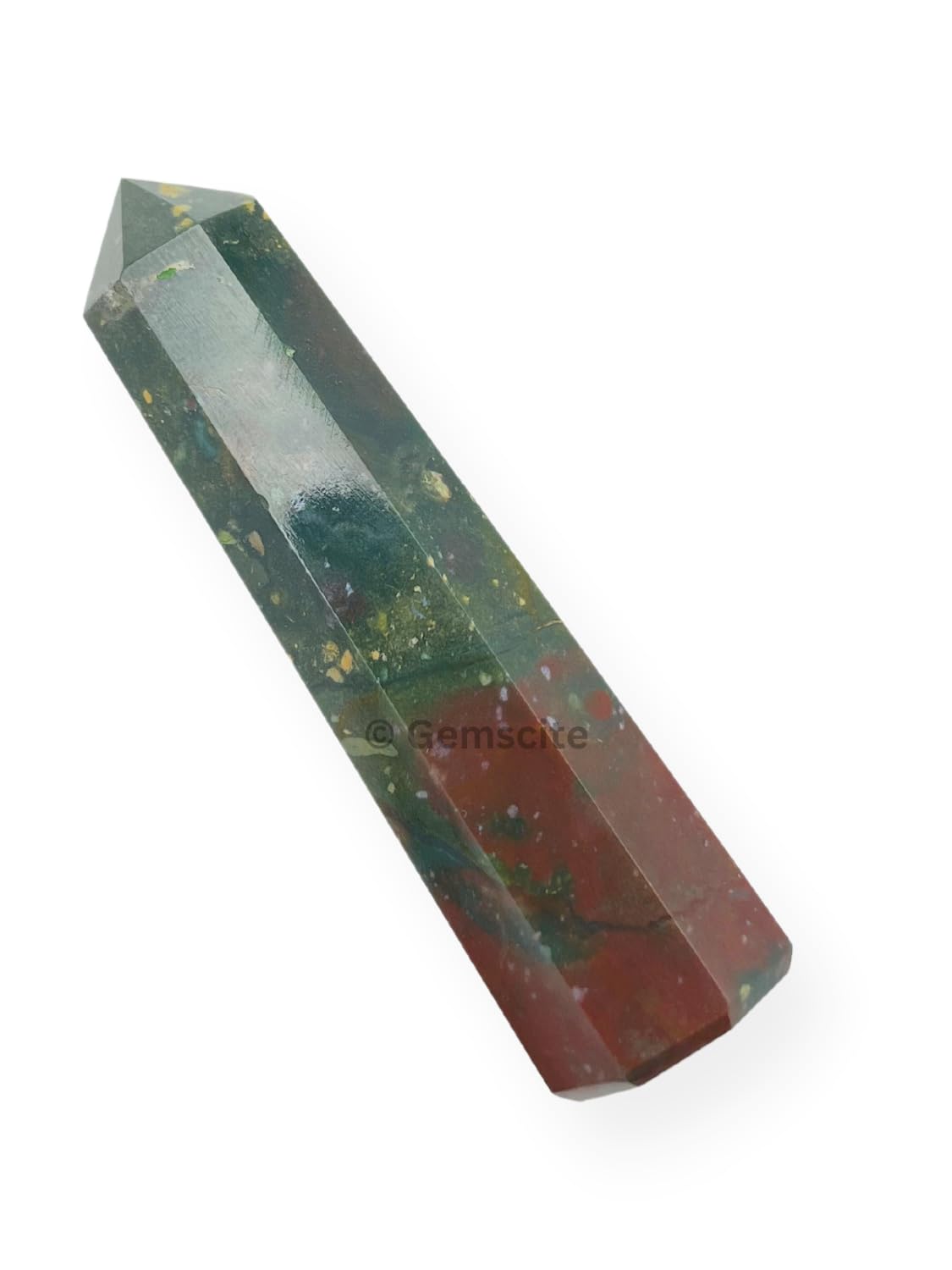 WholesaleGemShop 3 Inch (70 mm) Bloodstone Gemstones Obelisk Tower Jumbo Facet Aura Rock Crystal Natural Polished Earth Wand Spirit