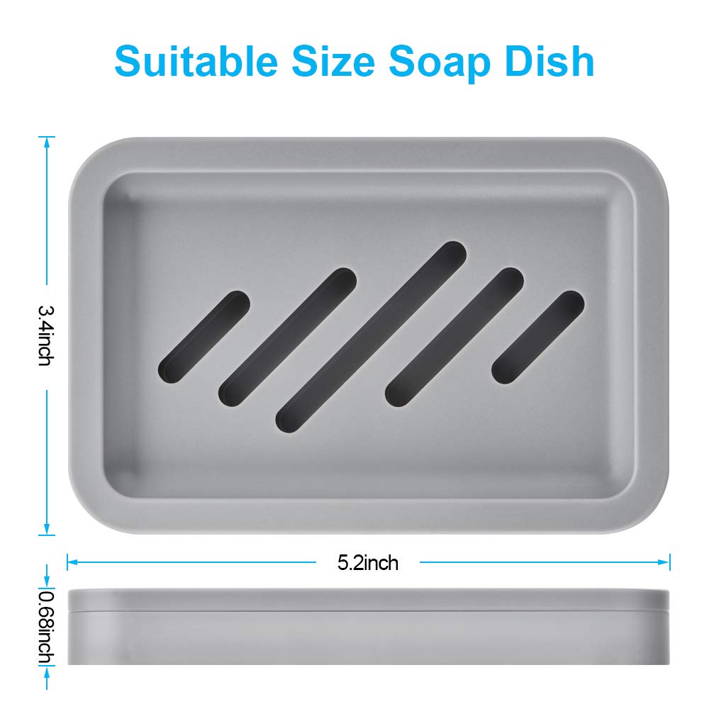 2PCS Draining Soap Dishes, Dishwashing Sponge Soap Holder with Water Tray, Keep The Place Dry, Easy to Clean Soap Cases, Suitable for Kitchen, Bathroom, Container (Gray)