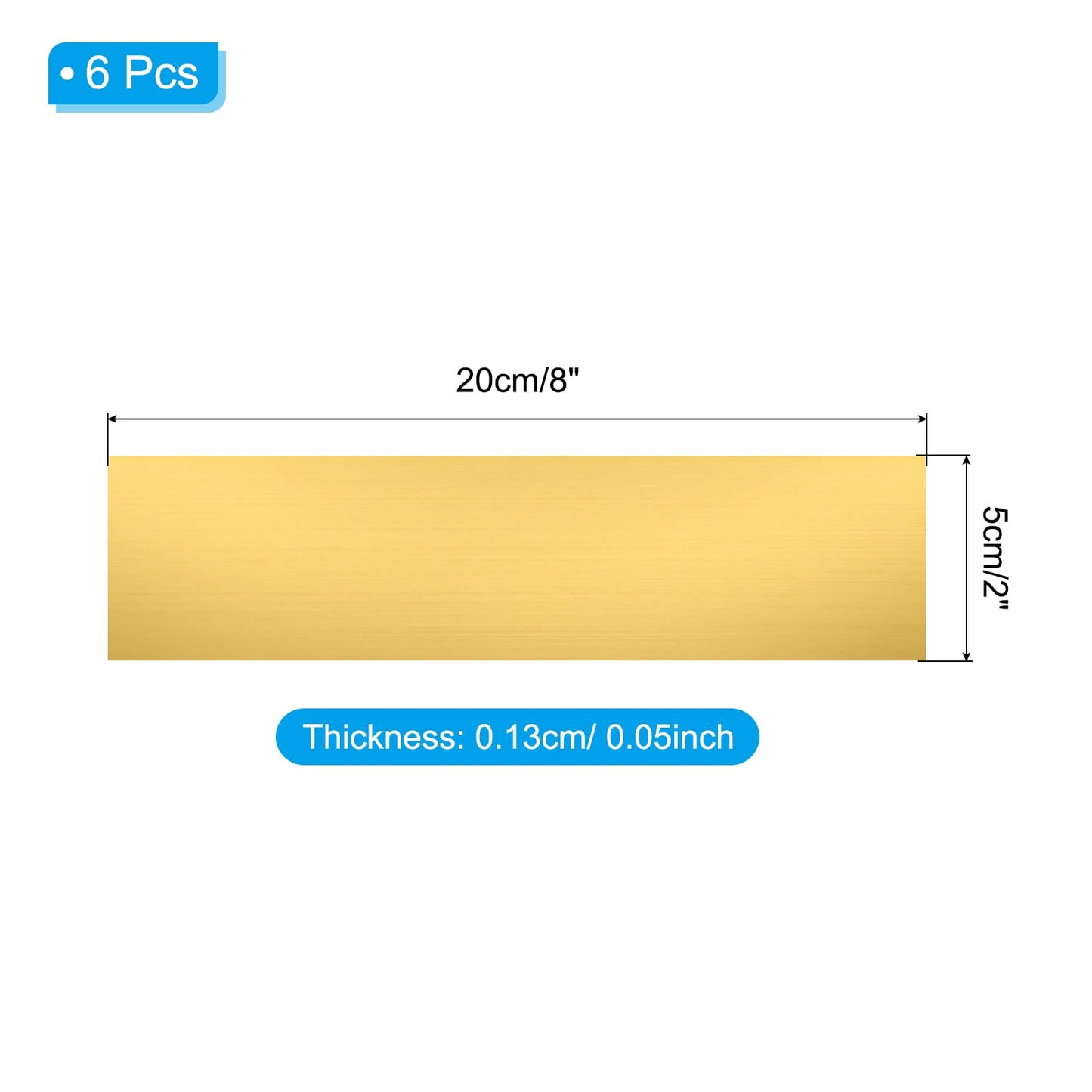 8"x2" Blank Name Plates, 6 Pack Custom Engraved Name Plate Rectangle Laser Engraving Blanks for Personalized Nameplates Office Desk DIY Painting Supplies, Gold, Black