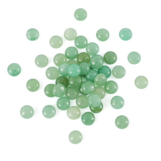 Fashewelry 50Pcs Natural Green Aventurine Cabochon Stone Half Round Beads 10mm Tiny Flat Back Gemstone Chakra Healing Crystal Cover Cabs for Jewelry Making
