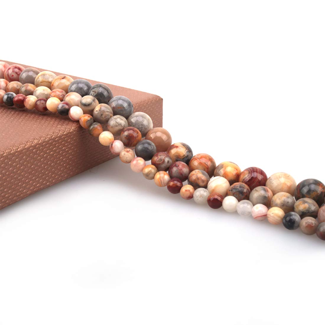 ICAI Beads 10mm Natural Crazy Lace Agate Gemstone Round Loose Stone Beads for Jewelry Making DIY Crafts Design 1 Strand 15" APPR.34-36pcs