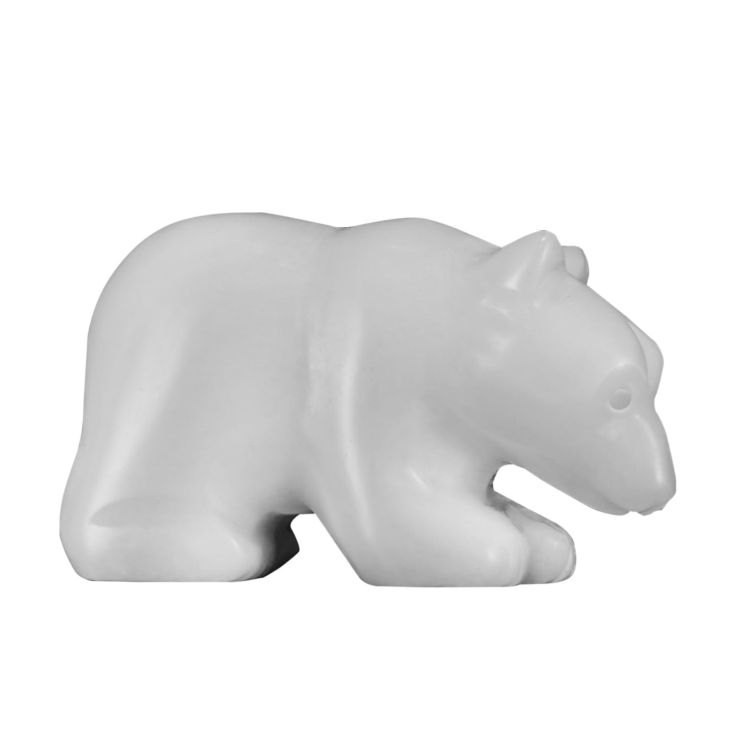 SMQ 2" Crystal Bear Statue, Natural Gemstone Handmade Figurine Sculpture, Healing Crystal Animal Stone Office Home Decor Collectibles Gift (White Jade)