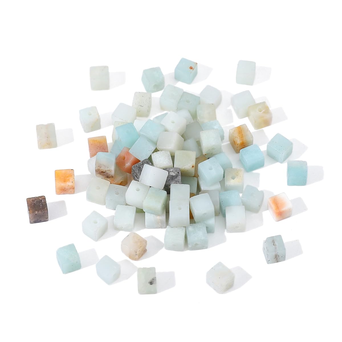 BEADIA Natural Amazonite Square Stone Beads 4x4mm 85pcs Cube Loose Semi Gemstone Beads for Jewelry Making Design