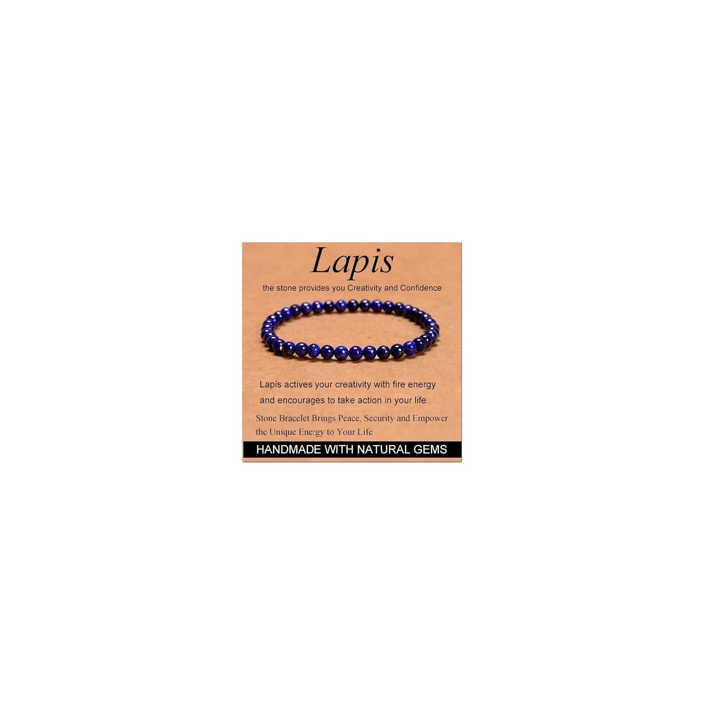 CHELYQST Lapis Lazuli Bracelet - Stone of Creativity and Confidence,Stretch Natural Stone Crystal Beads Jewelry Gifts for Women Men Unisex Adult,4mm