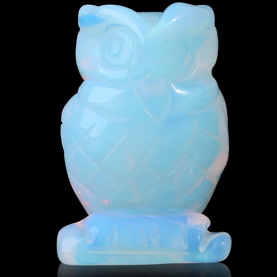 YATOJUZI 2” Owl Decors Natural Opal Crystals Stones Moonstone Cute Decor Polished Hand-Carved Sculpture Statue Figurines Gemstone Home Office Desk Decoration Reiki Energy Gifts