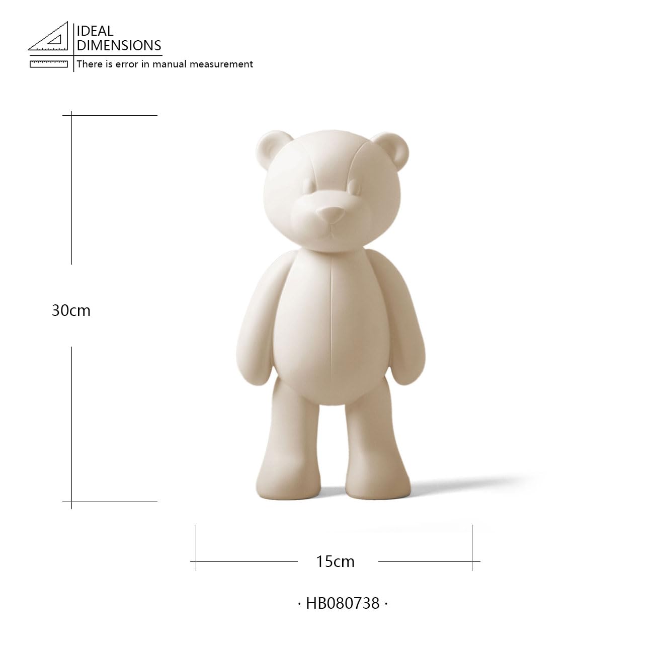NENBOLEC Bear Sculpture Statue Animal Figurine Gift Home Decor Modern Art for Living Room Bedroom Polyresin White 12 Inch