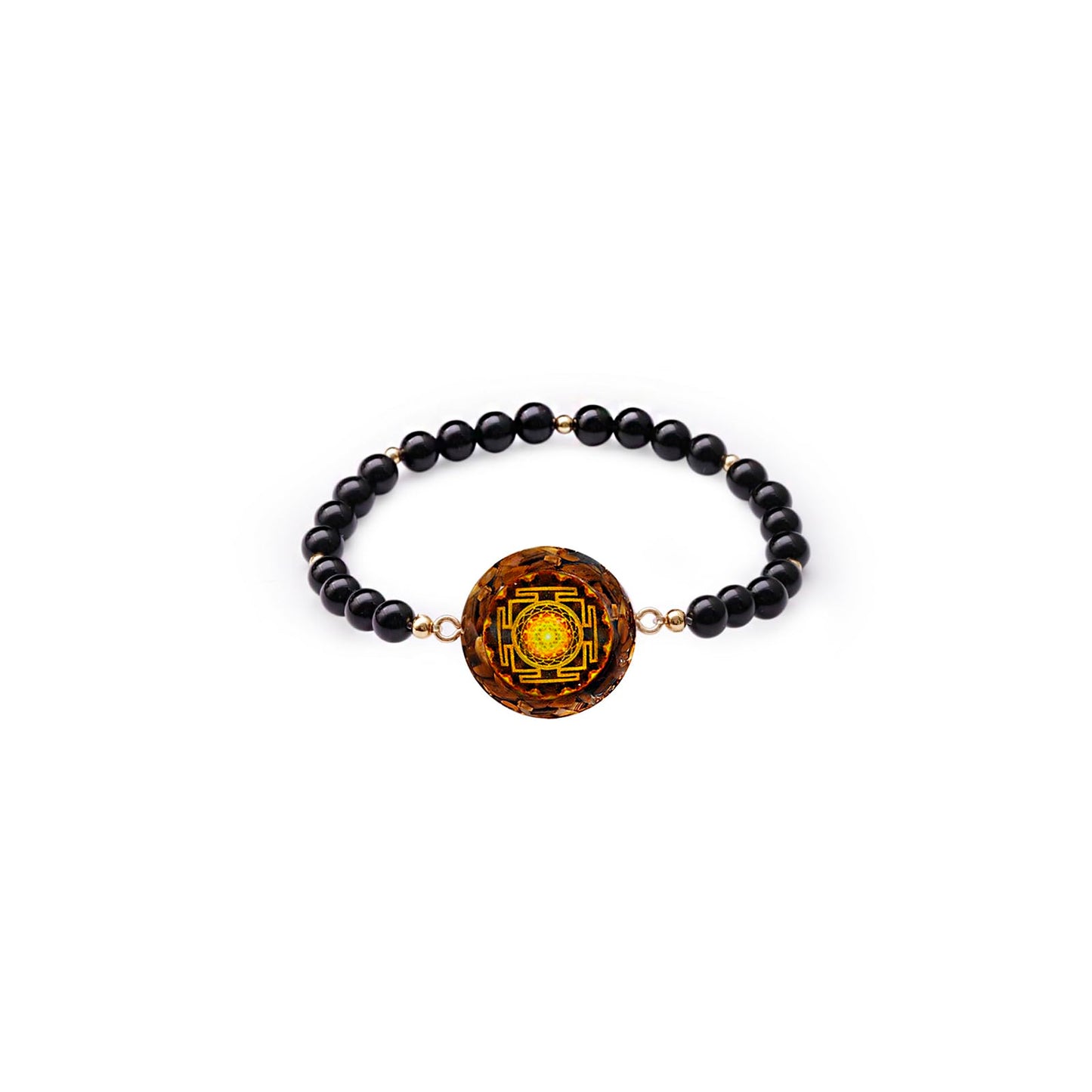 Day Day Up Natural Tiger's Eye & Black Onyx Orgone Energy Bracelet - 7 Chakra Balancing, Stretch Healing Stone Beads, Spiritual Jewelry for Protection & Wealth (Style 2)