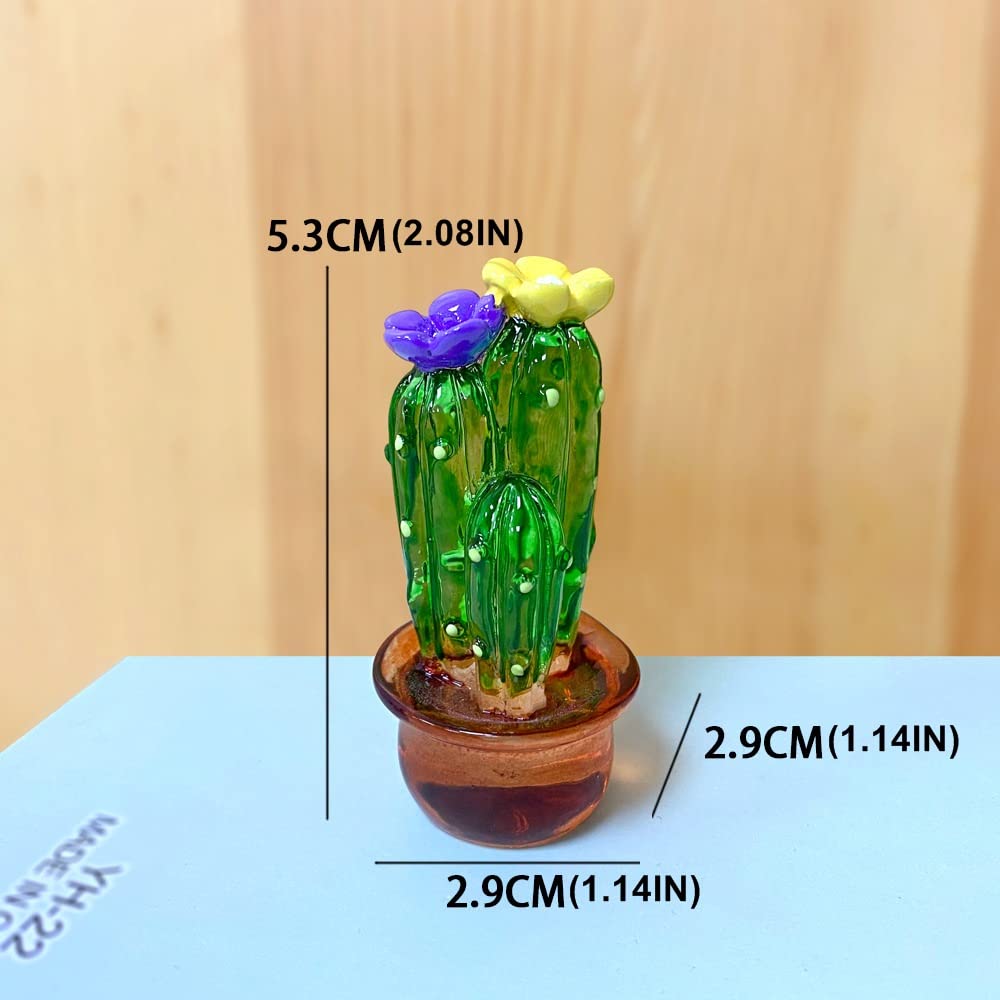 JARPSIRY 4PCS Handmade Mini Resin Cactus Cute Miniature Cacti Figurines Home Office Desk Tabletop Simulation Plants Decorations Car Interior Dashboard Ornaments
