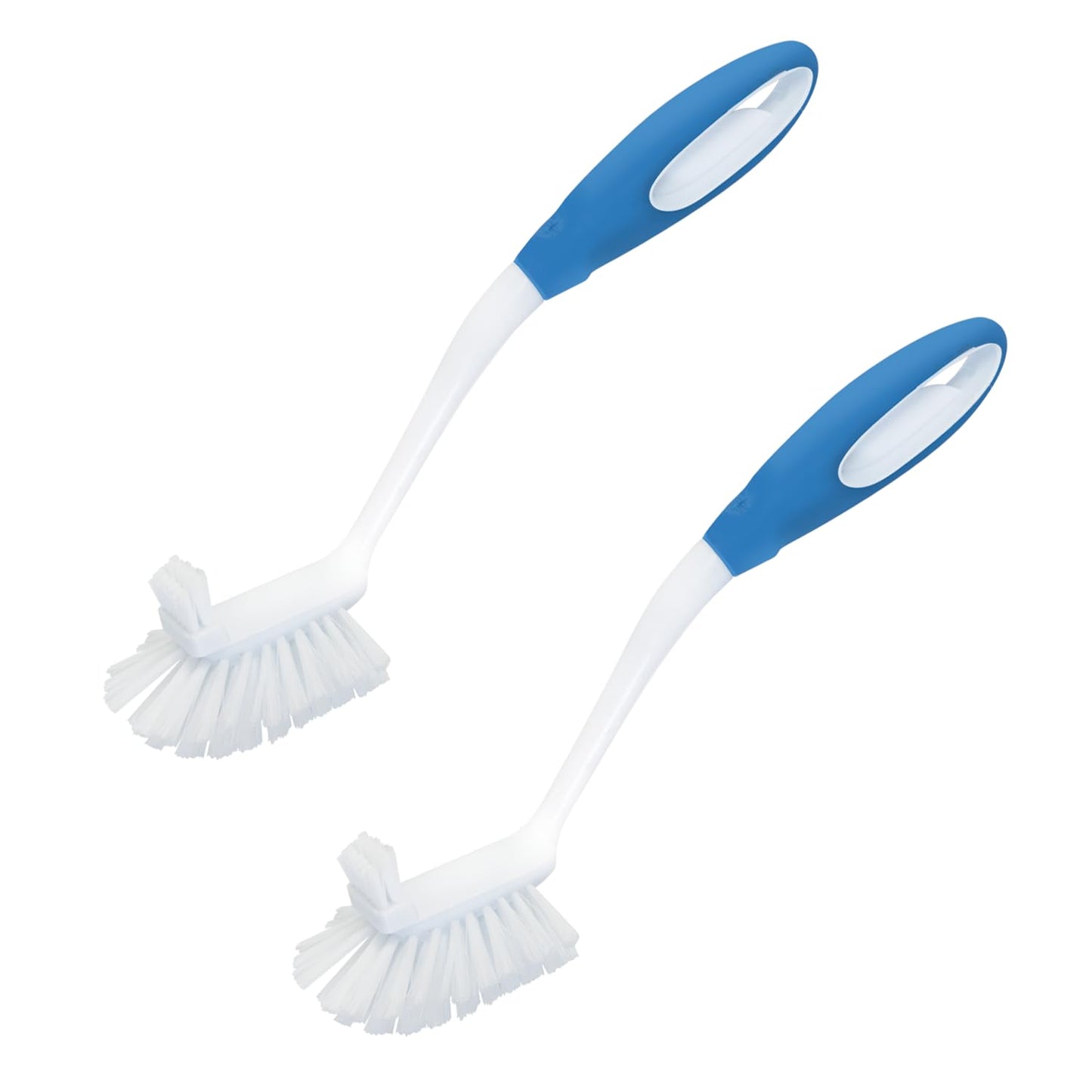 LOLA Pro Utility All Purpose Kitchen Cleaning Brush, 2 Pack, Durable Bristles, Comfort Ergonomic Rubber Non-Slip Grip, Built-in Food Scraper