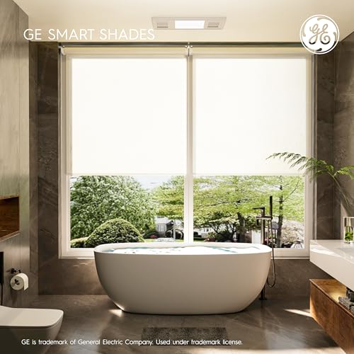 GE Smart Shades, Rechargeable Battery Roller Shade with Remote Control, Translucent White Fabric, White Hardware, 24-in Wide, 1 Count