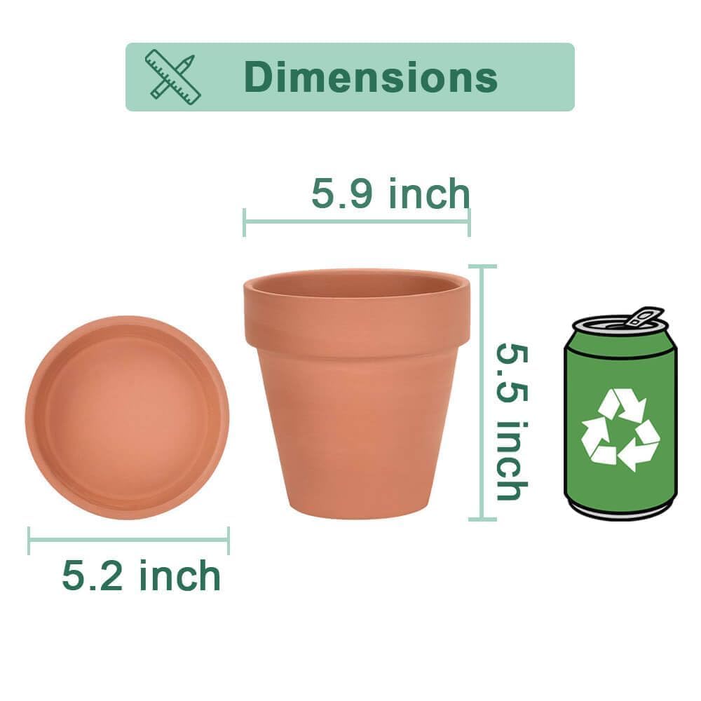 vensovo 6 Inch Terracotta & Clay Pots for Plant with Saucer - 4 Pack Medium Terra Cotta Planter with Drainage Hole, Flowerpot for Indoor Outdoor Plants, Crafts, Wedding Favor