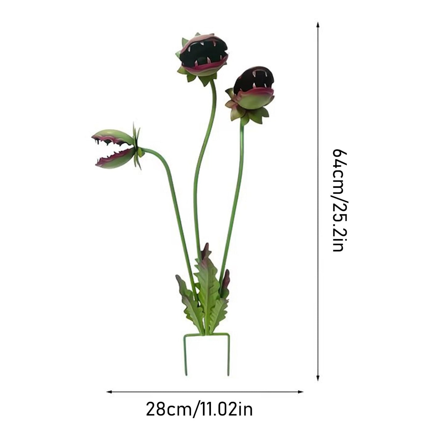 nerhemg Whimsical Metal Carnivorous Plant Garden Stake, 25-Inch Large Venus Flytrap Monster Plant Sculpture, Durable Yard Art for Flower Beds, Patios & Planters, Unique Quirky Garden Gift