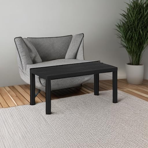 Furinno CLASSIC Coffee Table, Modern Rectangle Coffee Table with 1.8" Triple Thick Tabletop, Side Table, Toolless Assembly, for Living Room, Home Office, Black