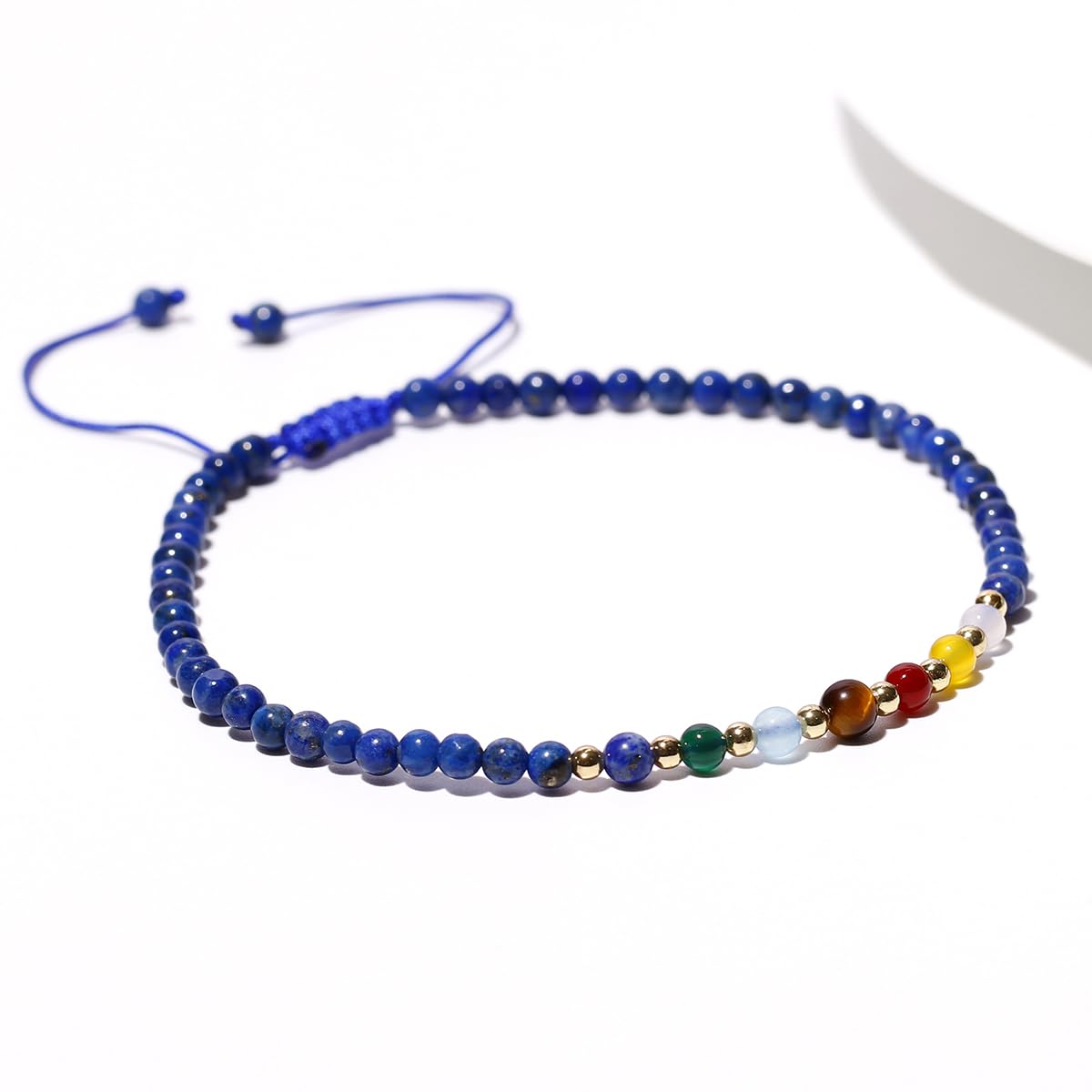 Jewever 7 Chakra Ankle Bracelets for Women Beach Foot Healing Crystals Lava Rock Essential Oils Diffuser Worry Stone Energy Balancing Meditation Yoga gifts (lapis lazuli)