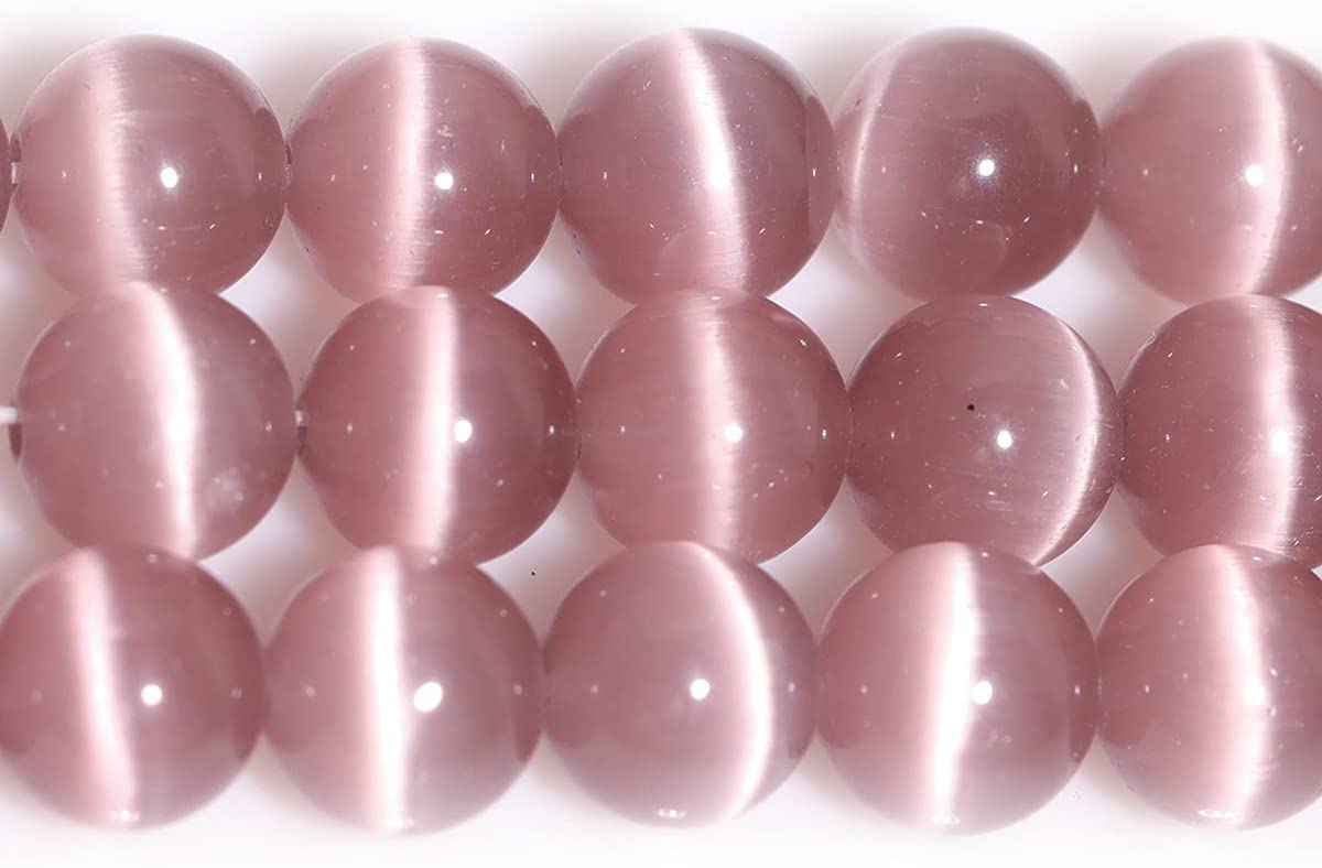 HAAMIIQII 45pcs 8mm Light Purple Cat Eye Beads Round Loose Gemstone Beads for Jewelry Making Strand 15 Inch