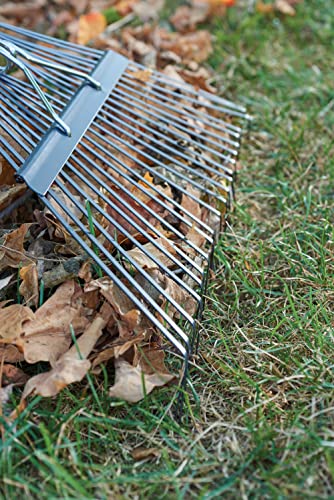True Temper Steel Tine Leaf Rake with Hardwood/Steel Handle for Lawns, Gardening, and Dethatching, 22 Tines, Black