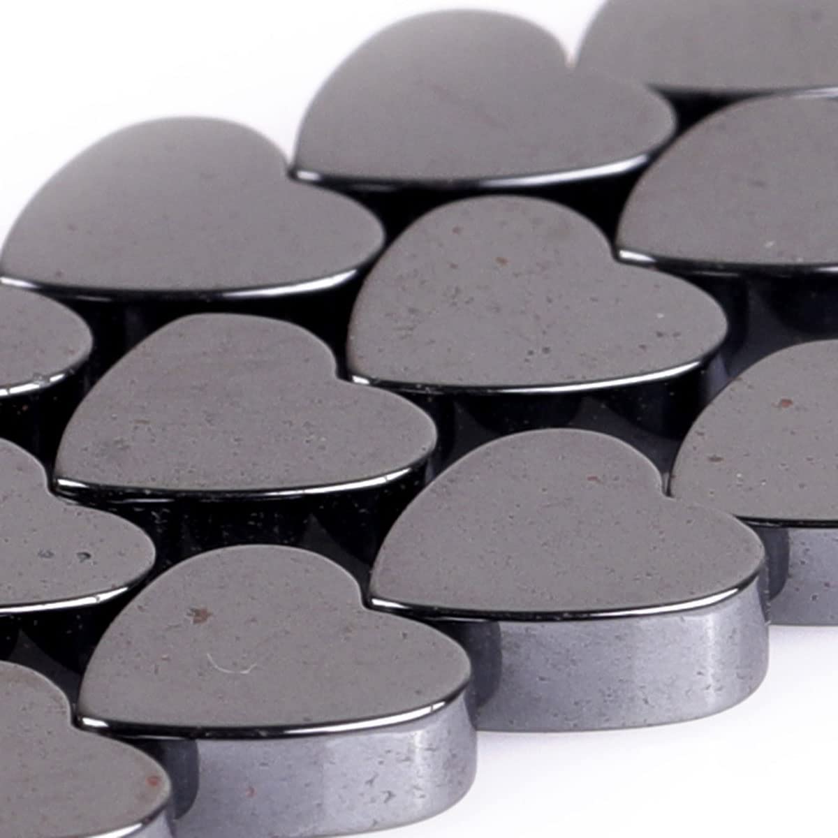 HAAMIIQII 50pcs 8mm Natural Black Hematite Loose Gemstone Beads Heart Shape Spacer Stone Beads for Jewelry Making DIY Bracelets Necklaces Crafting