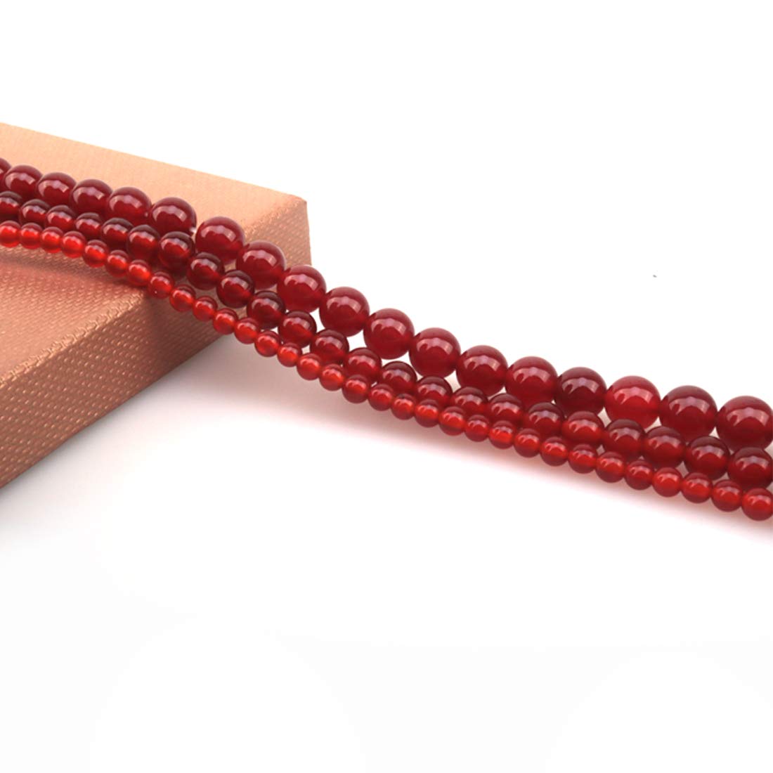ICAI Beads 10mm Natural Red Agate Stone Round Loose Stone Beads for Jewelry Making DIY Crafts Design 1 Strand 15" APPR.34-36pcs
