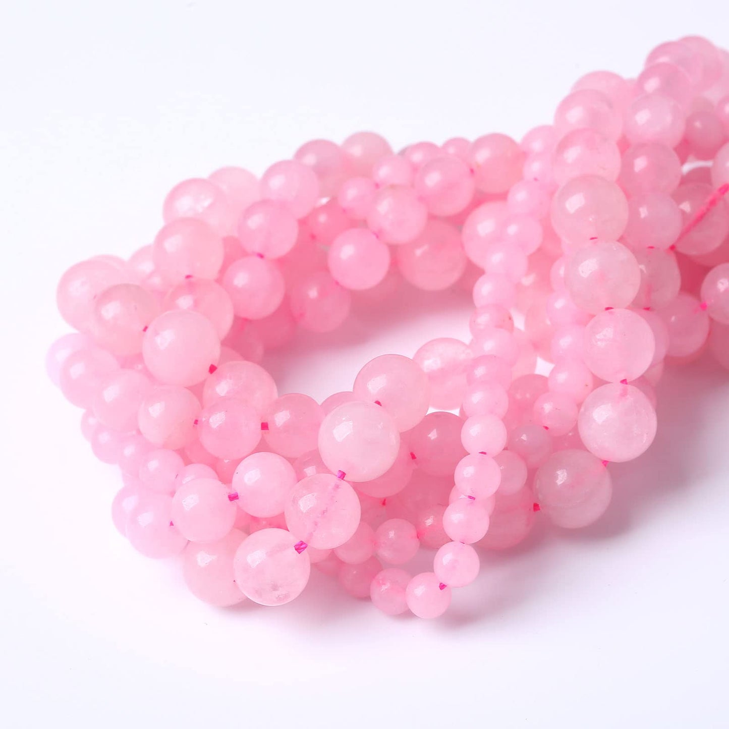 45PCS 8MM Beads Natural Rosestone Pink Crystal Quartz Gemstones for Jewelry Making DIY 15Inches