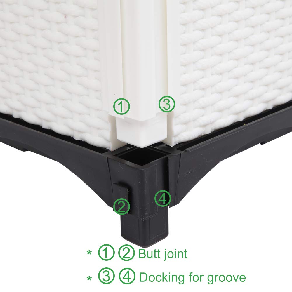 Planter Raised Beds Kits Set of 4, Plastic Elevated Garden beds with Brackets for Flowers Vegetables, Outdoor Indoor Planting Box Container for Garden Patio Balcony Restaurant, Easy Assembly (White)