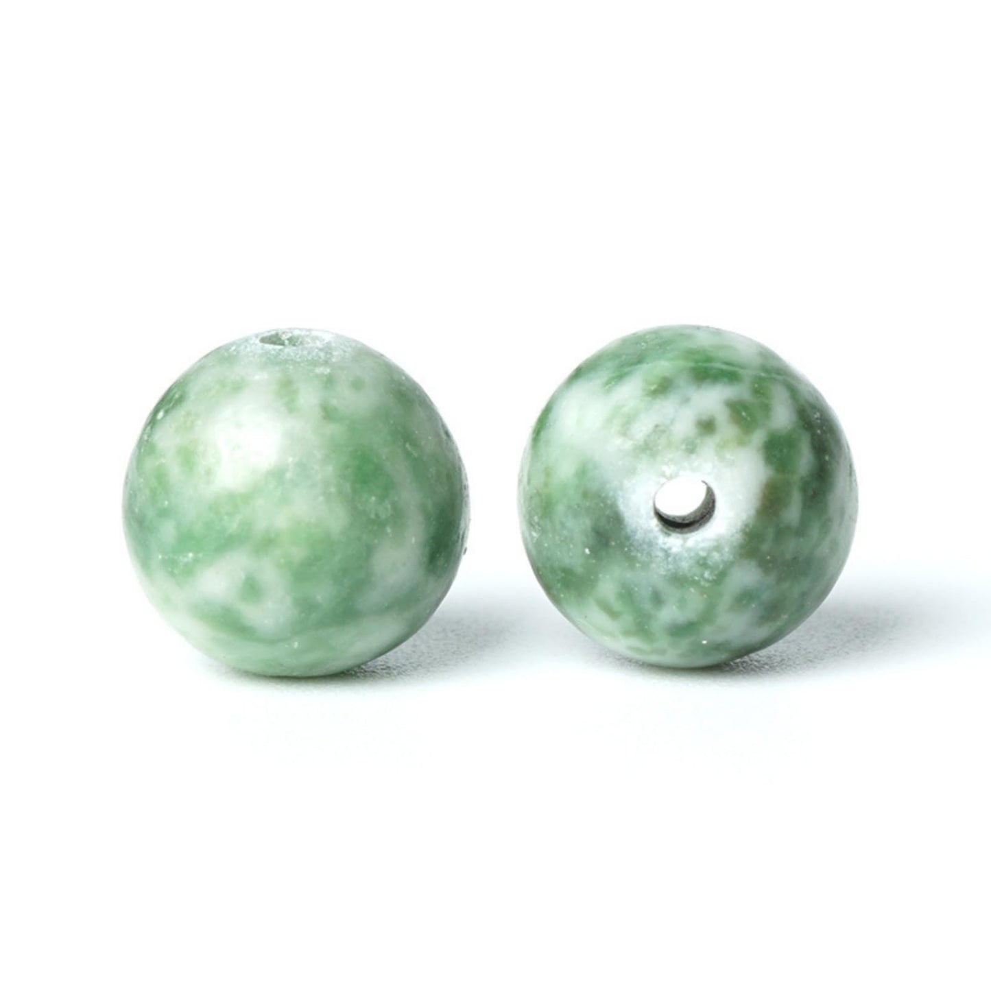 100Pcs Natural Stone 6mm Green Spot Stone Round Loose Gemstone Energy Healing Beads Hole Size 1mm DIY Smooth Beads for Bracelet Necklace Earrings Jewelry Making