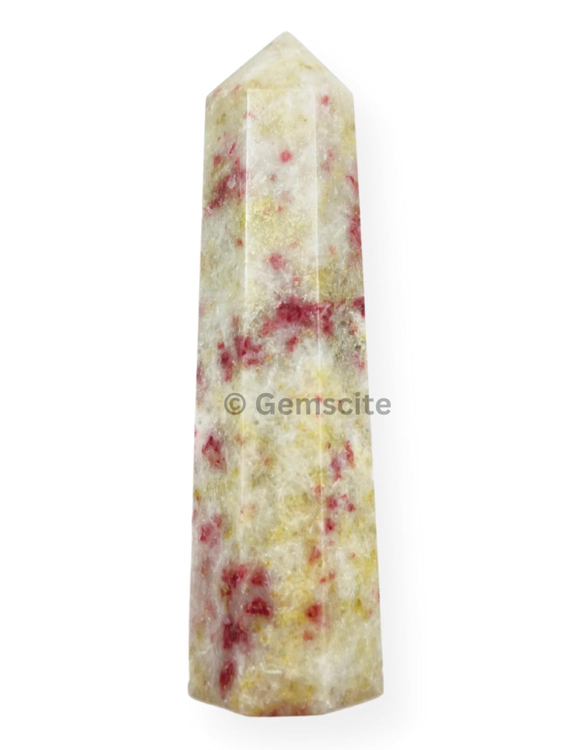 WholesaleGemShop 3 Inch (70 mm) Gemstones Cinnabarite Obelisk Tower Jumbo Facet Aura Rock Crystal Natural Polished Earth Wand Spirit