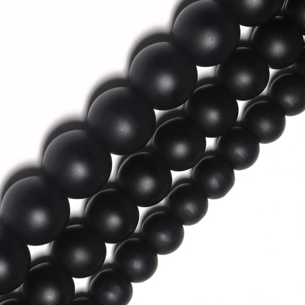 Yochus 45pcs Black Matte Onyx Agates Beads，8mm Healing Power Natural Stone Round Loose Beads for Jewelry Making Earring Necklace DIY Crafts