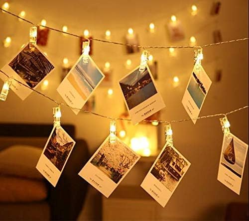 Magnoloran 20 Photo Clip String Lights LED Fairy Twinkle Lights for Hanging Pictures,Home Wall Halloween Thanksgiving Christmas Party Wedding Festival Indoor Outdoor Decor