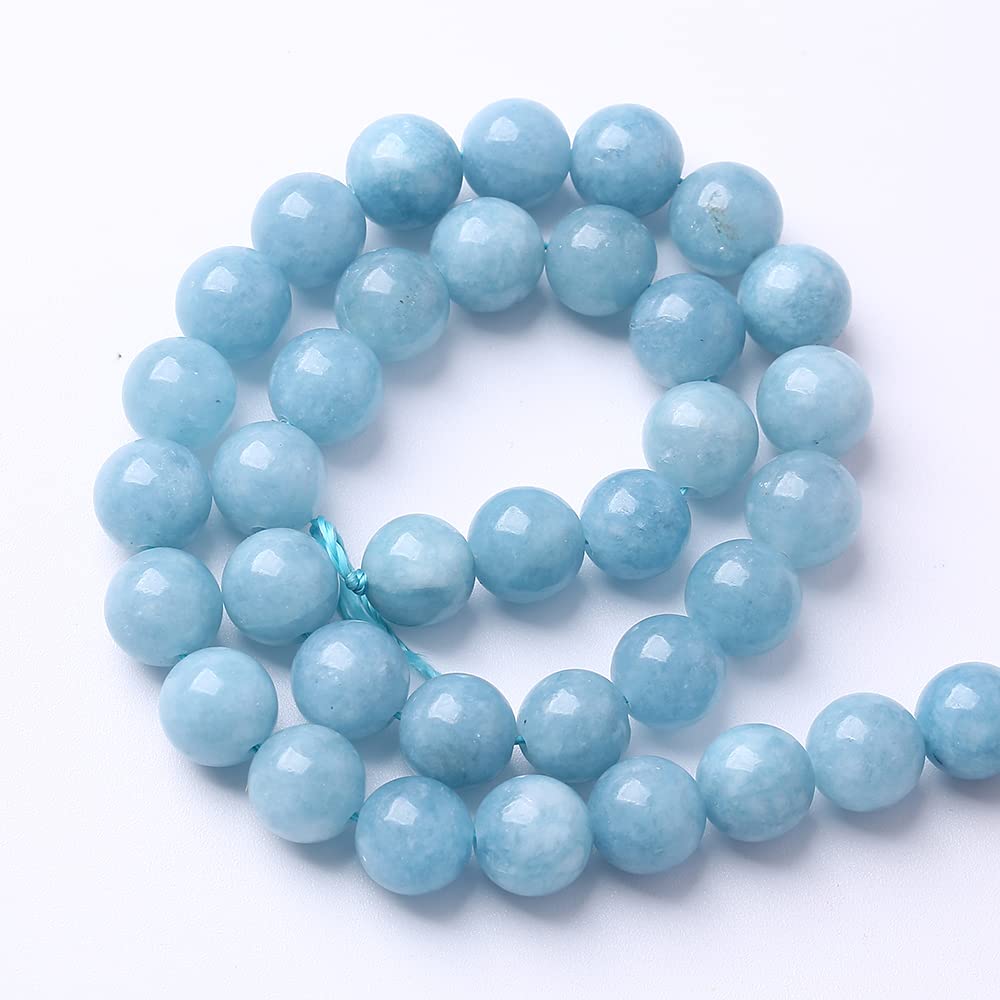45Pcs 8mm Natural Blue Chalcedony Jades Beads for Jewelry Making Aquamarine Jades Energy Stone Healing Beads DIY Bracelet Necklace 15" 1 Strand