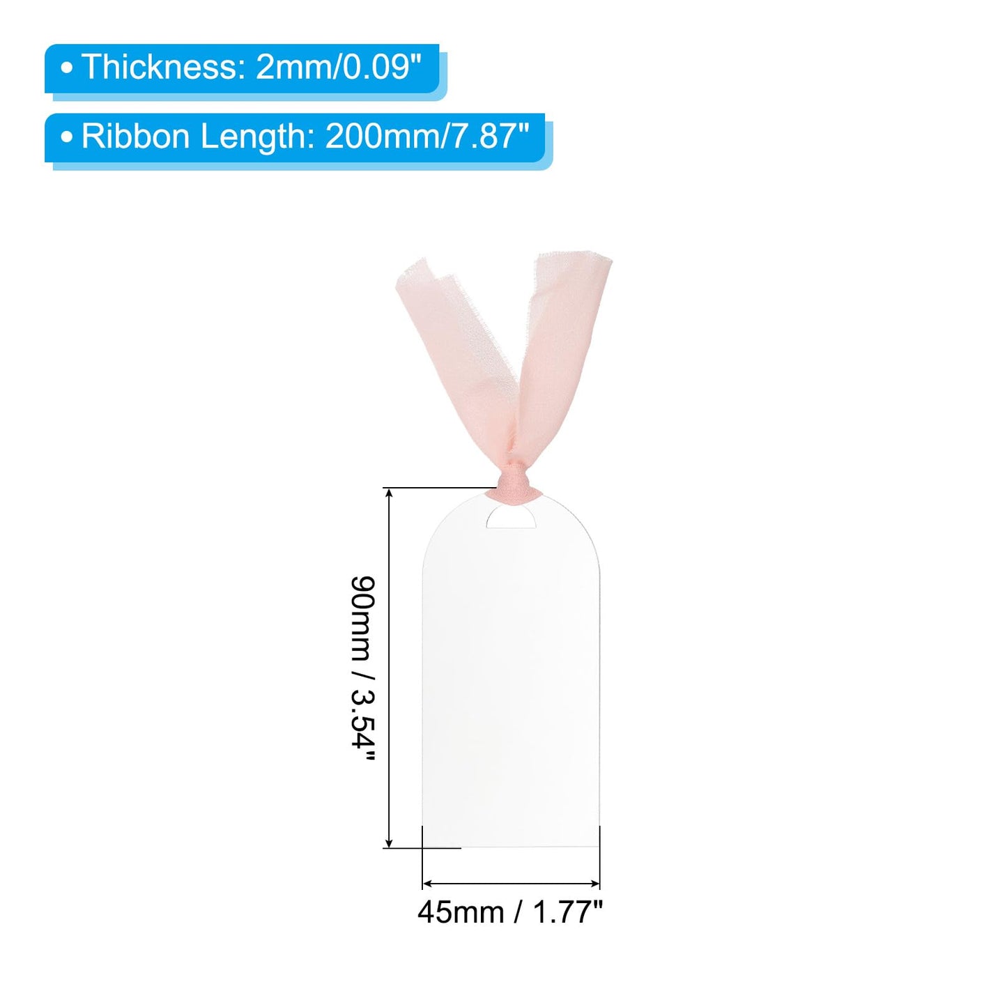 Place Cards for Table Setting 3.5" x 1.8", 10 Pcs Acrylic Name Cards with Ribbon for Wedding Banquets Events Table Setting Reserved Signs Party Supplies, Style B Transparent