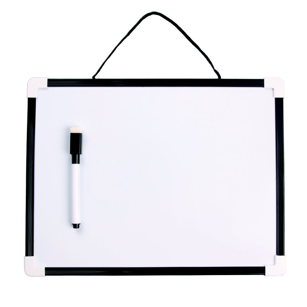 VIZ-PRO Magnetic Dry Erase Board, Small Hanging Board/Writing Whiteboard, Black Plastic Frame,12" x 8"