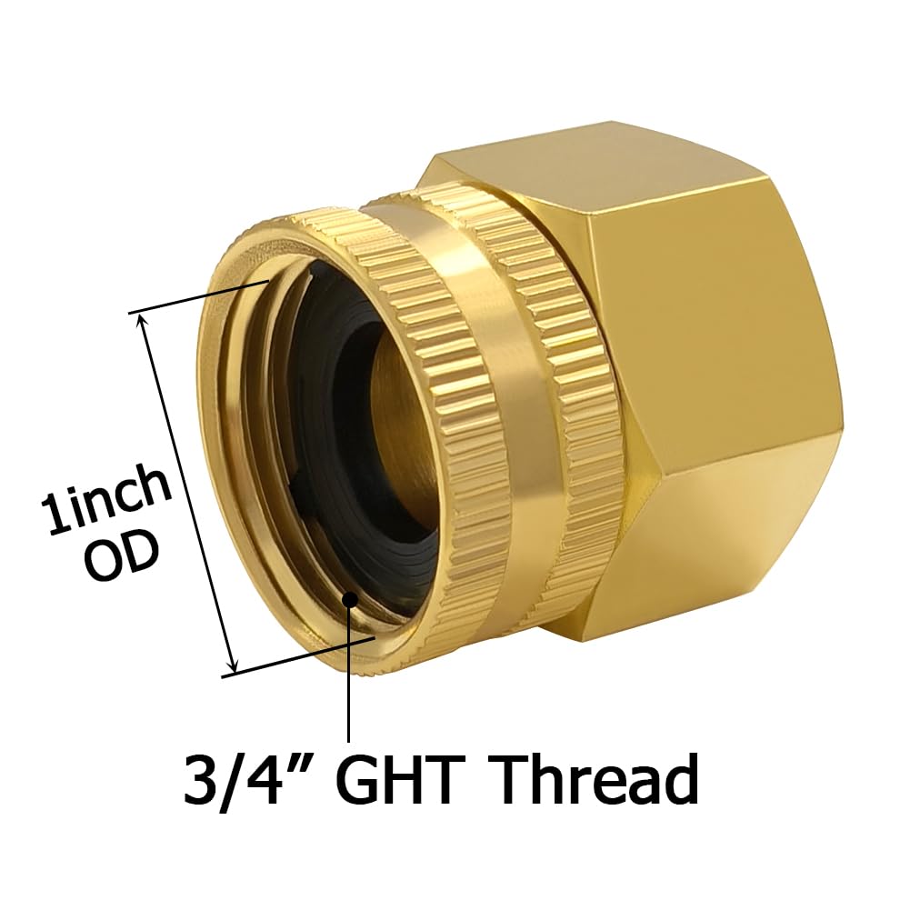 Hooshing 3PCS Brass Garden Hose Adapter Connector 3/4" GHT to 3/4" NPT Thread Double Female Garden Hose Adapter