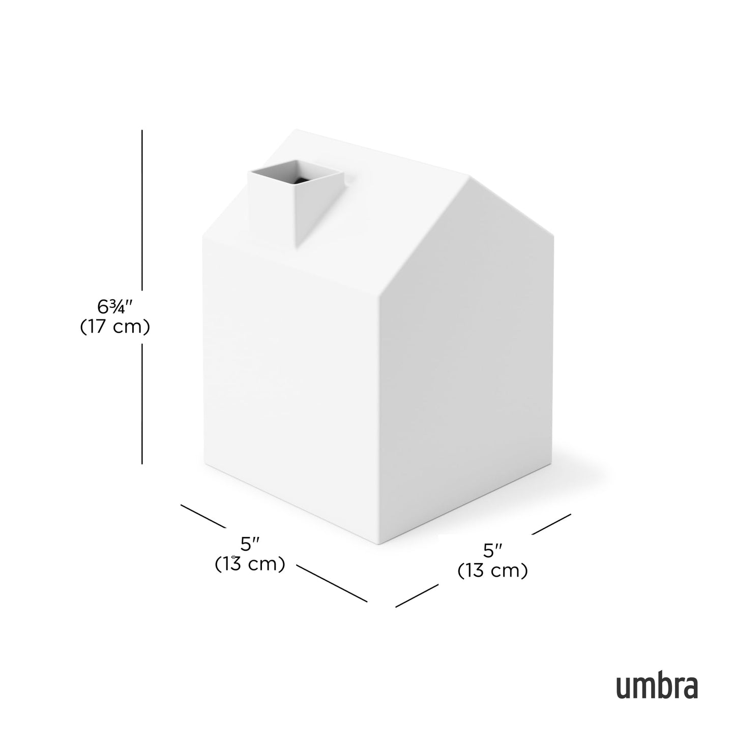 Umbra Casa Tissue Box Cover, Adorable House Shaped Square Kleenex Box Holder for Bathroom, Bedroom or Office, White