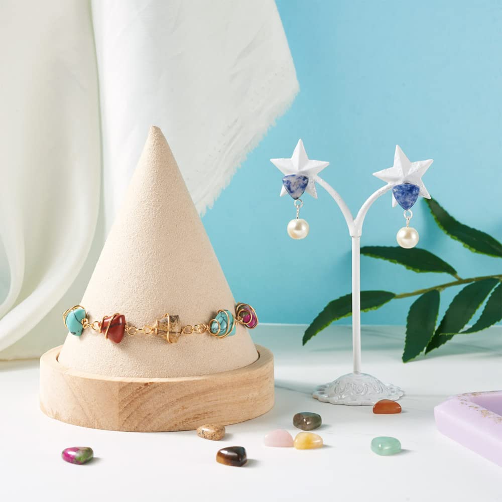 Fashewelry 30pcs Triangle Gemstone Cabochons Small Flatback Natural & Synthetic Mixed Stone Dome Cabs 10x10x5.5mm for Blank Bezel, Wire Wrapping Jewelry Making