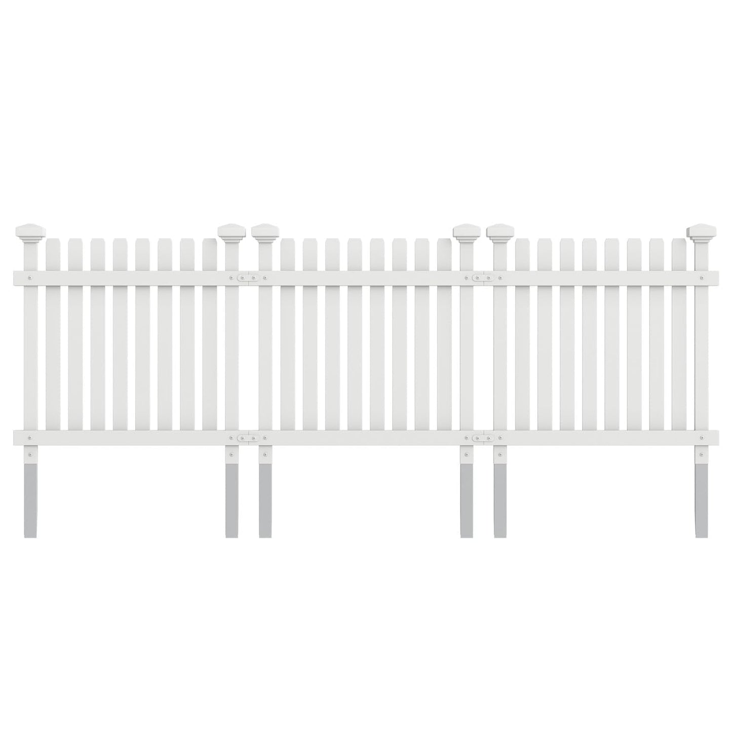 MELLCOM No Dig Garden Picket Fence, 3-Panel 24''W x 24''H Decorative Privacy Fence with Metal Stakes, Garden Fence Border for Backyard, Patio & Yard, White