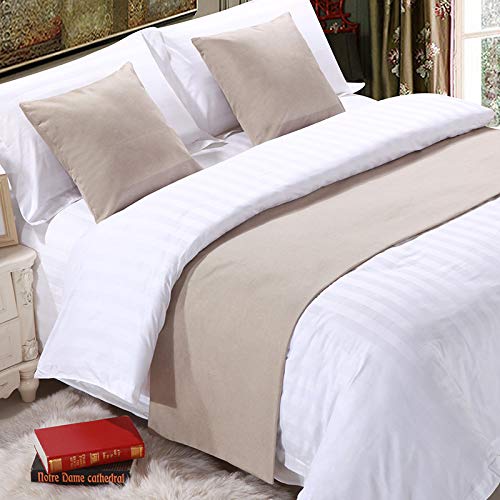 Zhiyuan Solid Linen-Like Hotel Bed Foot Runner Home Decorative Bed Scarf Dining Table Runner 19.5"x102", Bisque