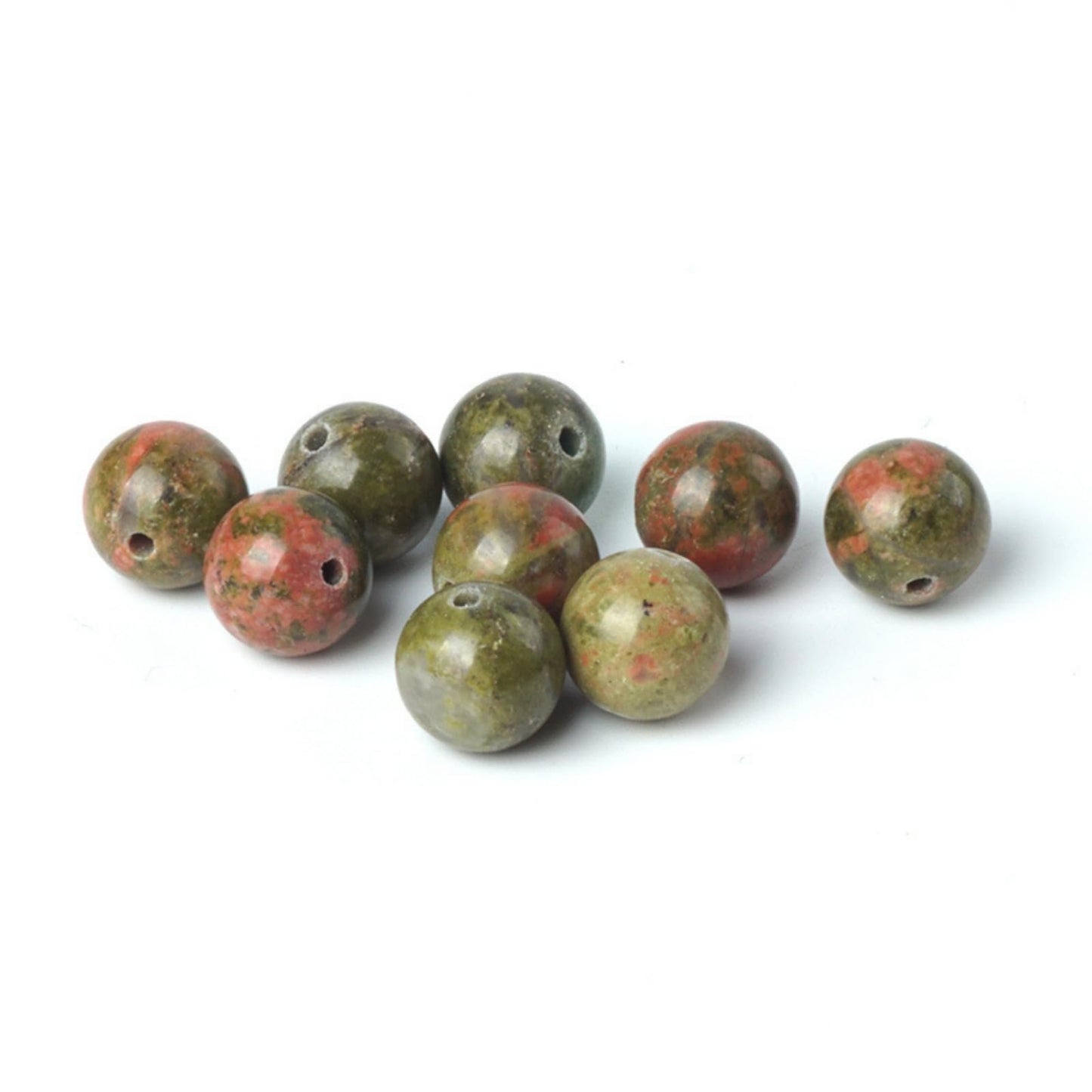 100Pcs Natural Stone 6mm Unakite Round Loose Gemstone Energy Healing Beads Hole Size 1mm DIY Smooth Beads for Bracelet Necklace Earrings Jewelry Making
